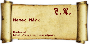 Nemec Márk névjegykártya